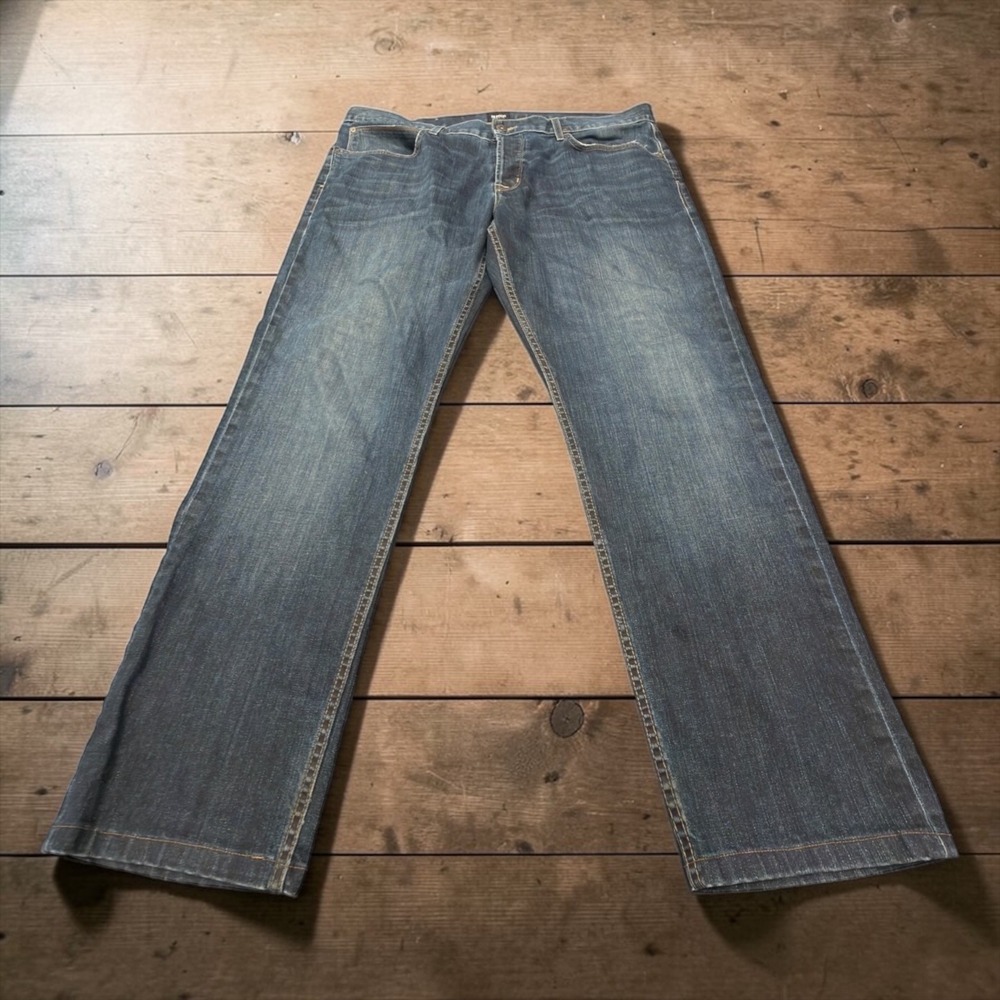 Hudson Blake Slim Straight Jeans Mens 40 Blue Dark Wash Button Fly Made in USA